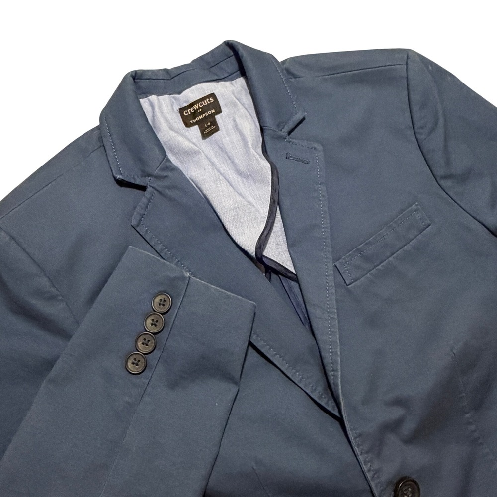 Crewcuts J.Crew Boys Thompson Blazer Blue Cotton Stretch Suit Jacket 14 H5630